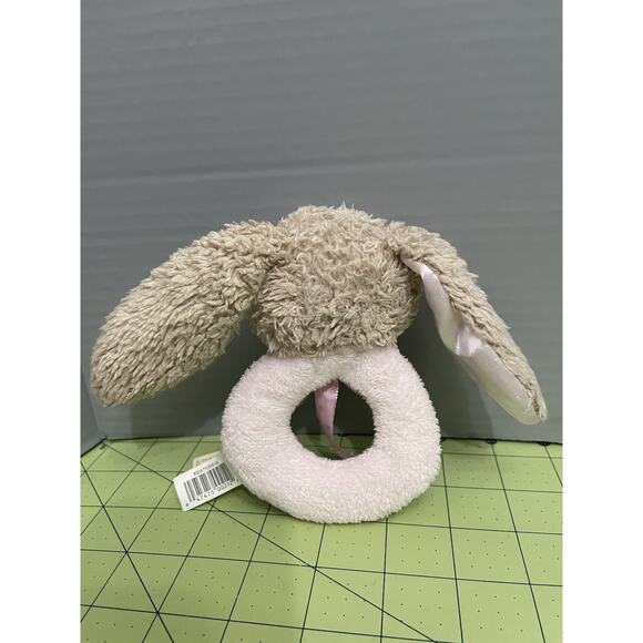 Dan Dee Baby Rattle Brown Bunny Rabbit Pink Circle Polka Dot Plush Easter Toy - Picture 2 of 6